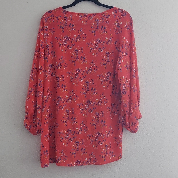 Gibson Knot Front Floral Blouse Size XL - Picture 2 of 7